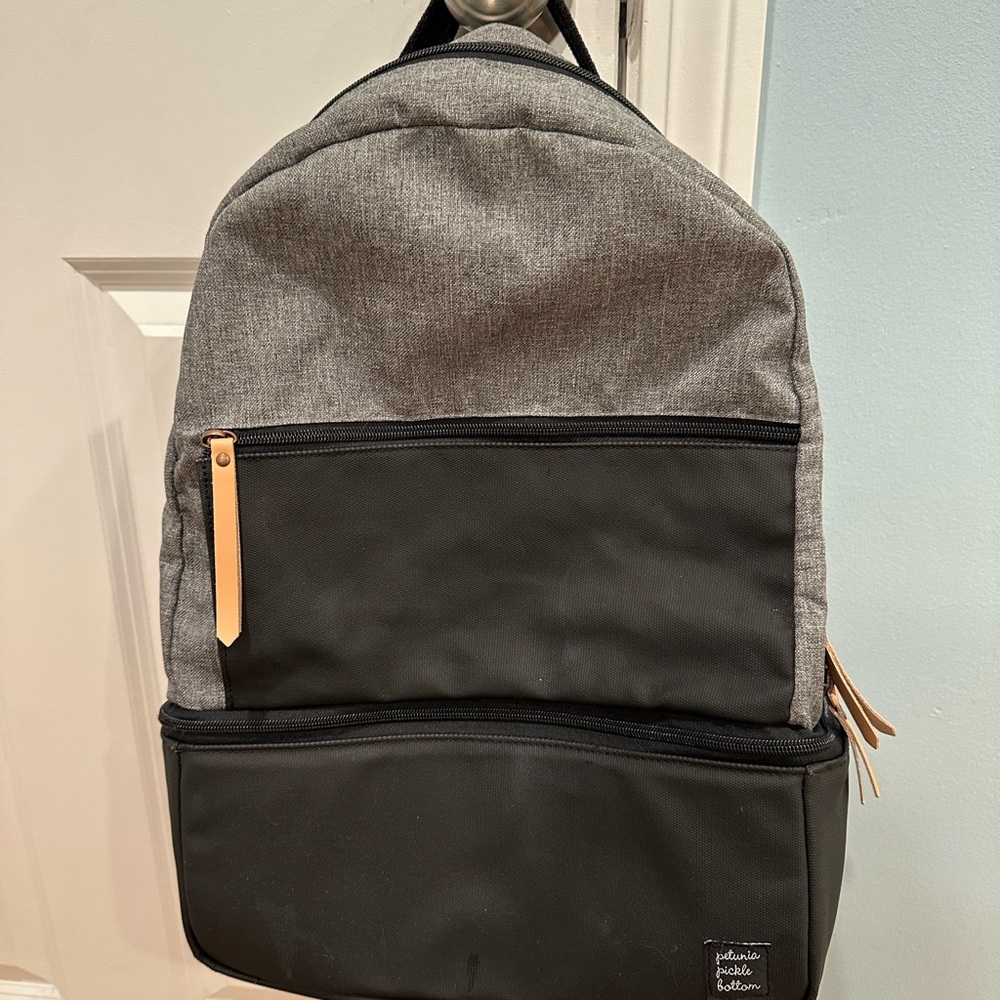 Petunia Pickle Bottom Axis backpack/diaper bag, gray and black